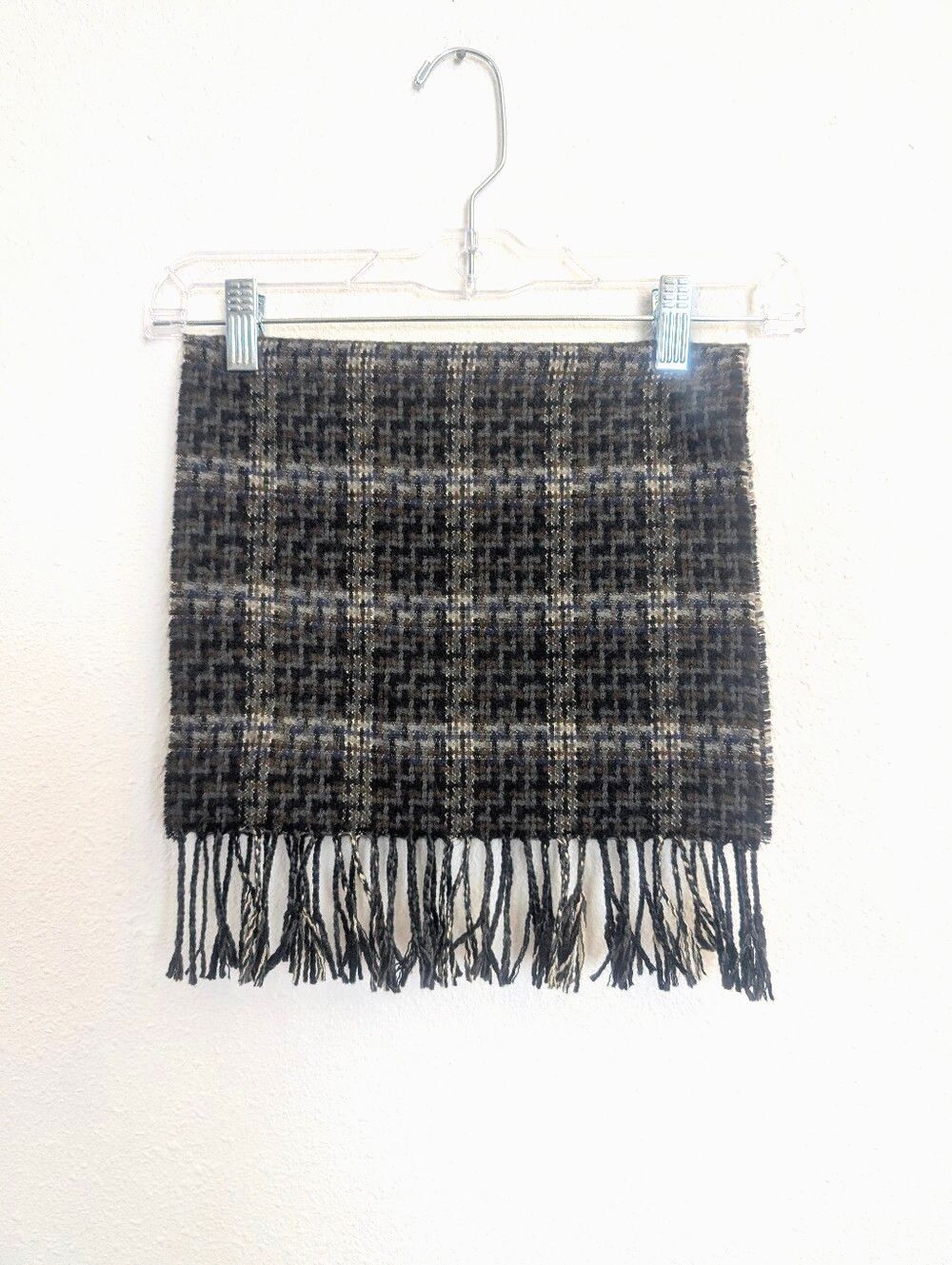 Billy Opal Made In Germany 100% Cashmere Scarf Plaid Blue Gray